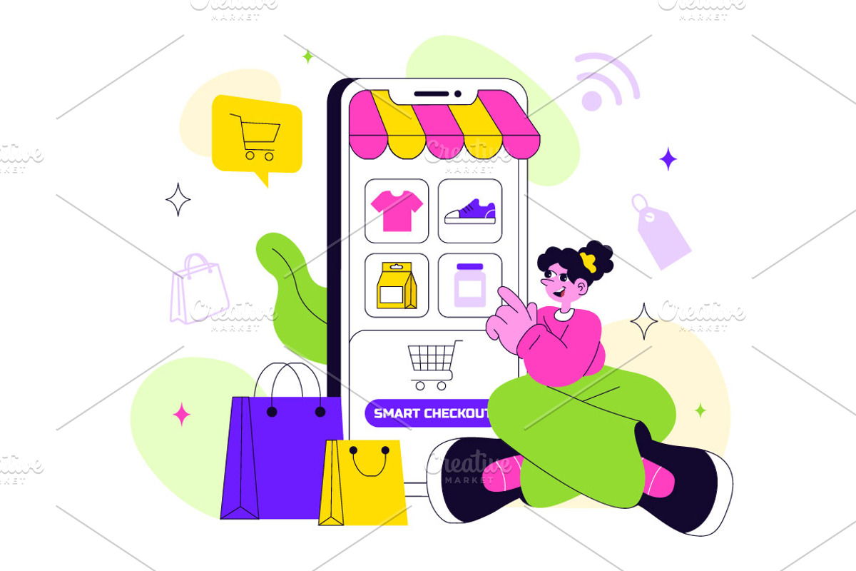 10 Smart Retail Store Illustration, a Technology Illustration by denayunebgt (Photo 4 of 4)