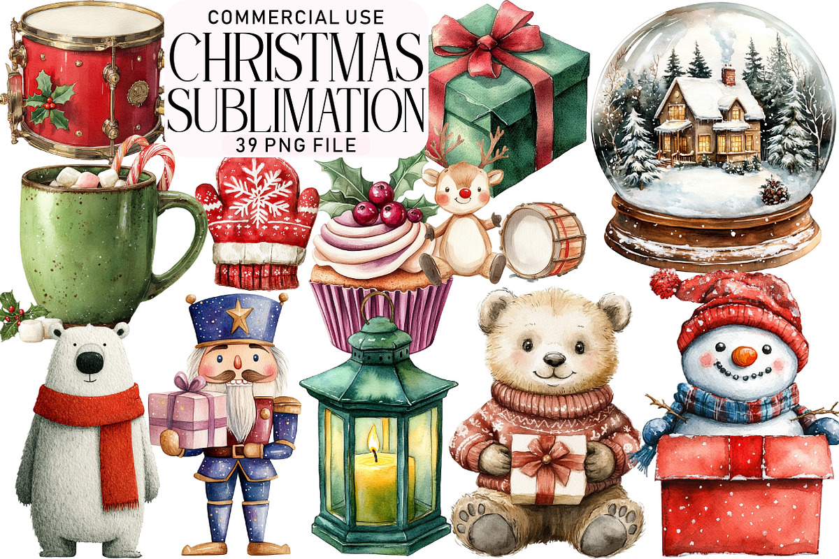 Watercolor Christmas Design Sublimat, an Illustration by Daily.Designs (Photo 1 of 5)