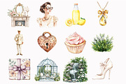 Watercolor Summer Château Clipart, an Illustration by Design Market (Thumbnail 4 of 5)