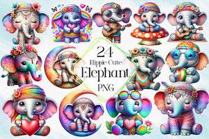 Hippie Cute Elephant Sublimation