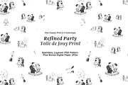 Party Toile de Jouy Seamless Pattern, a Background Graphic by Hughes Studio (Thumbnail 1 of 8)