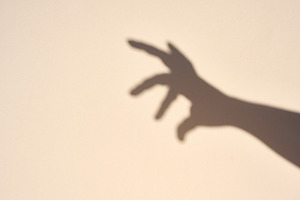 Sharp shadow of a hand on a light beige background., an Abstract Photo by ndanko
