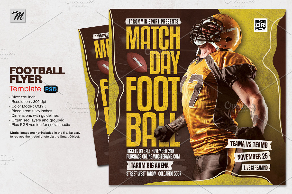 Football Flyer Template, a Flyer Template by Tarommir (Photo 1 of 3)