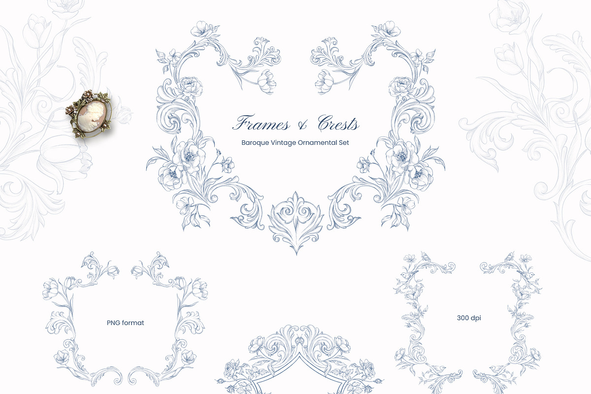 Baroque Vintage Ornamental set, a Decorative Illustration by Yuliia Lashevska (Photo 3 of 19)