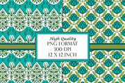 Boho Patterns Olive and Teal, a Pattern Graphic by RachelStudio (Thumbnail 4 of 10)
