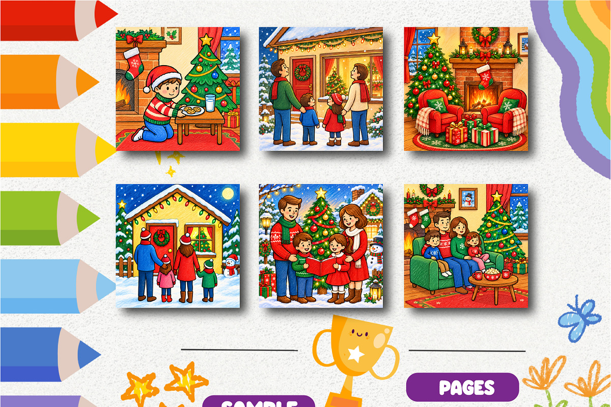 Christmas Eve Traditions Coloring, a Seasonal Illustration by Design Zone (Photo 2 of 5)