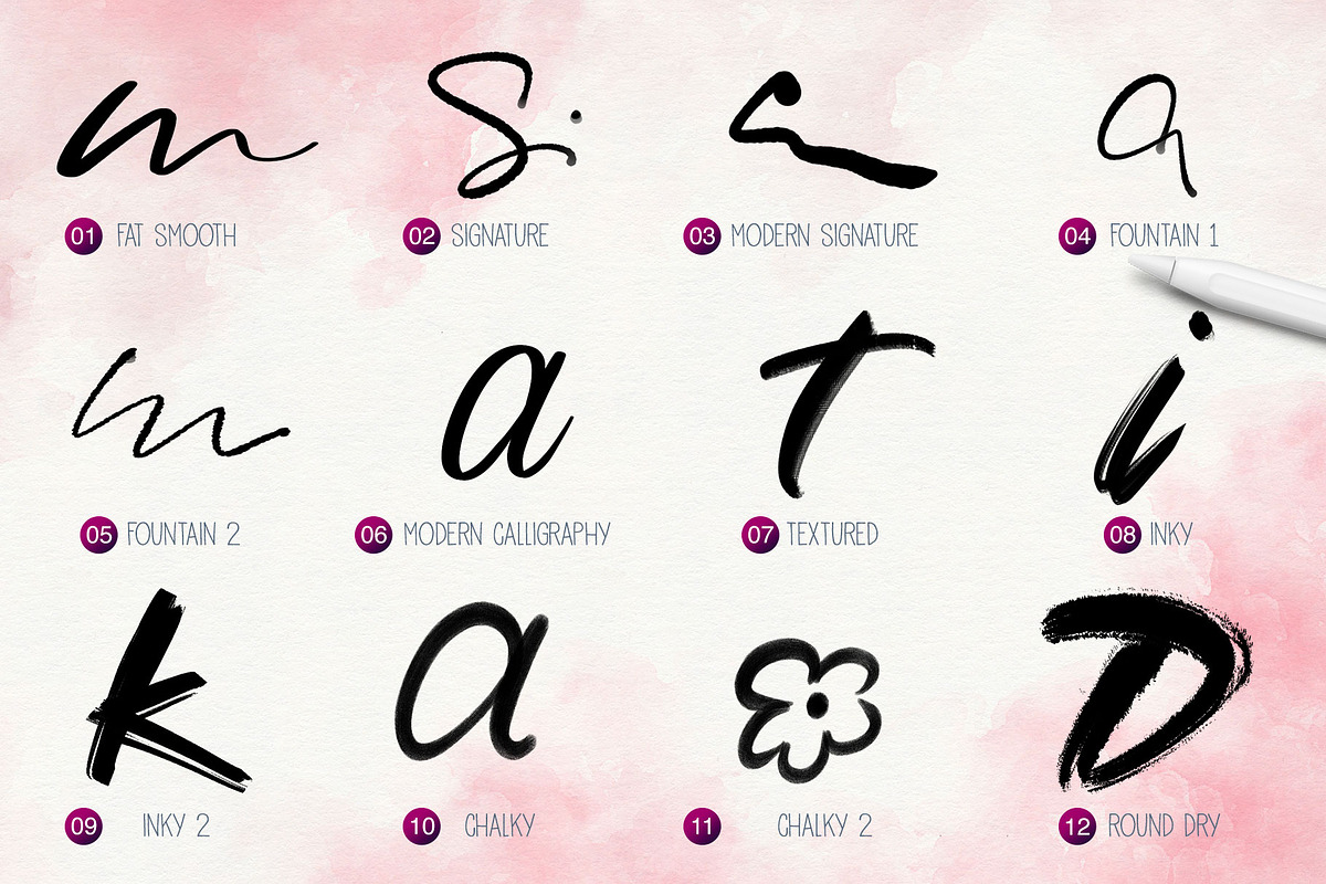 Procreate 5 Lettering Brushes, a Brush Add-On by RadekBroz (Photo 4 of 10)