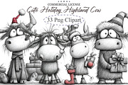 Cute Holiday Highland Cow Christmas, an Illustration by designcity5 (Thumbnail 1 of 5)