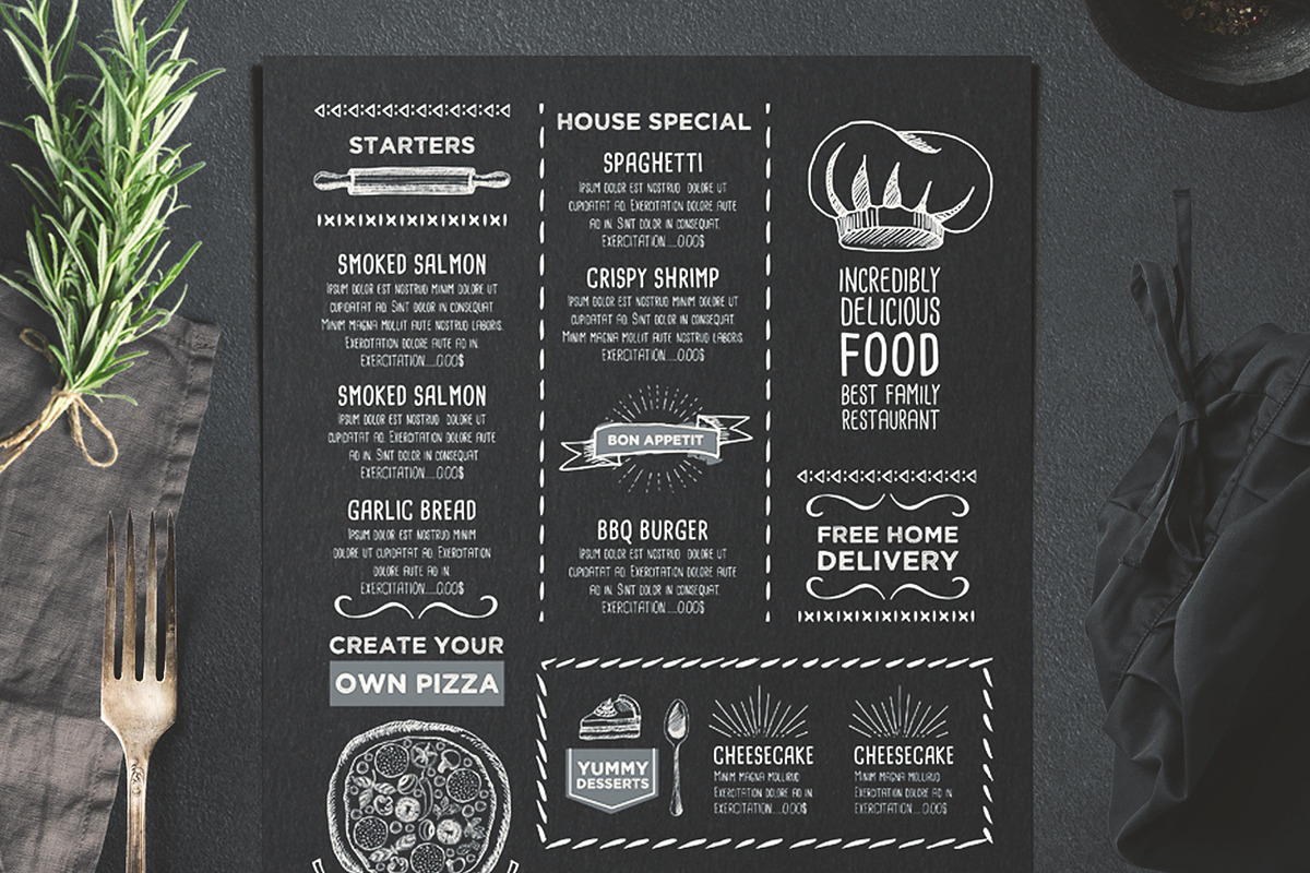 FREE! Trifold + Cafe Menu Template, a Brochure Template by BarcelonaShop (Photo 4 of 6)