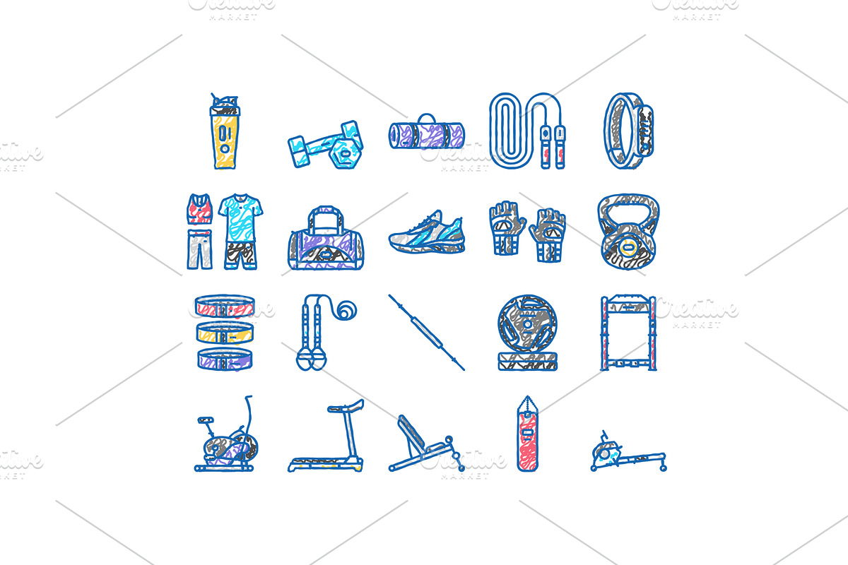 fitness sport gym healthy icons hand, an Object Illustration by pikepicture