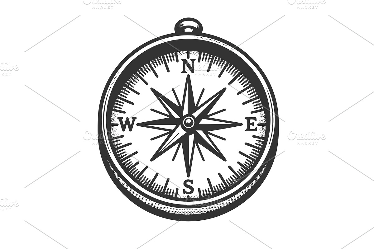 Vintage Compass engraving vector, an Object Illustration by AlexArt