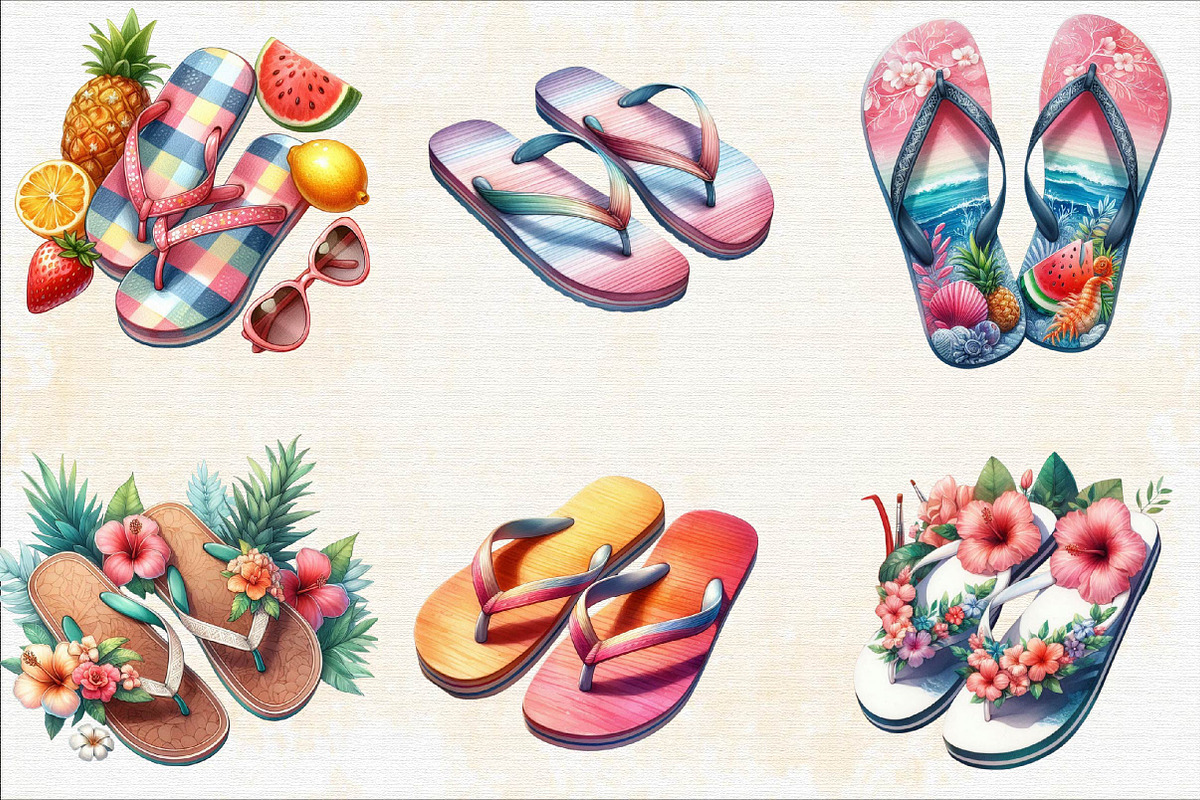 Summer Flip Flops Sublimation Clipa, an Illustration by SVGArt (Photo 2 of 8)