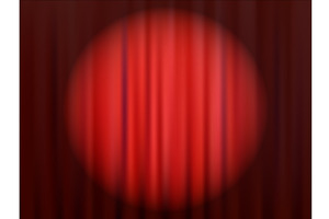 Red Closed Theater Curtain With