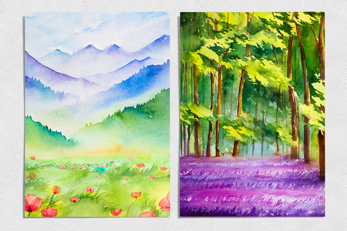 Spring Landscapes. Watercolor., an Illustration by AlexGreenArt (Photo 4 of 13)