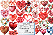 Watercolor Valentine Hearts Clipart, a Seasonal Illustration by Design Market (Thumbnail 1 of 5)