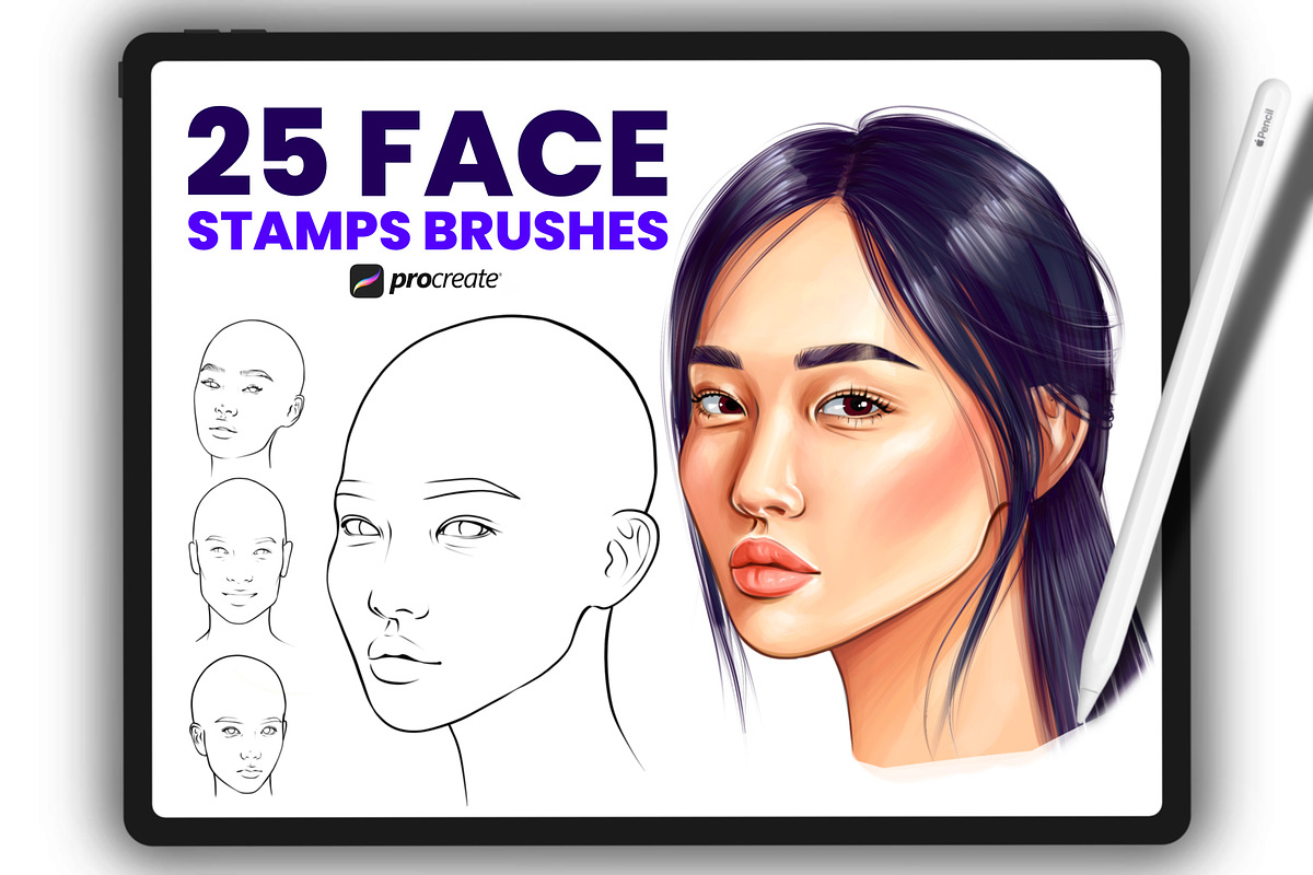 Asian Women Face Stamps Procreate, a Brush Add-On by Procreate Market (Photo 1 of 4)