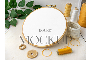 Golden Hour Embroidery Hoop Mockup, a Product Mockup by MockupWizard