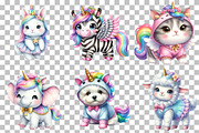 Adorable Unicorn Animals Clipart, an Illustration by DreamCafeArt (Thumbnail 3 of 6)