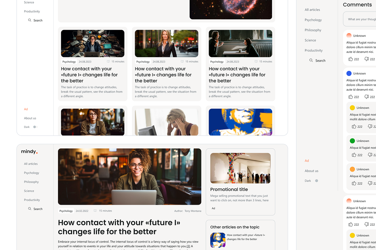 mindy — Article & Blog Website, an App Template by Sergei Durgalian (Photo 5 of 6)