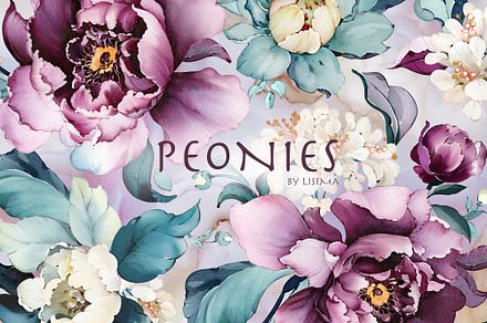 PEONIES seamless pattern