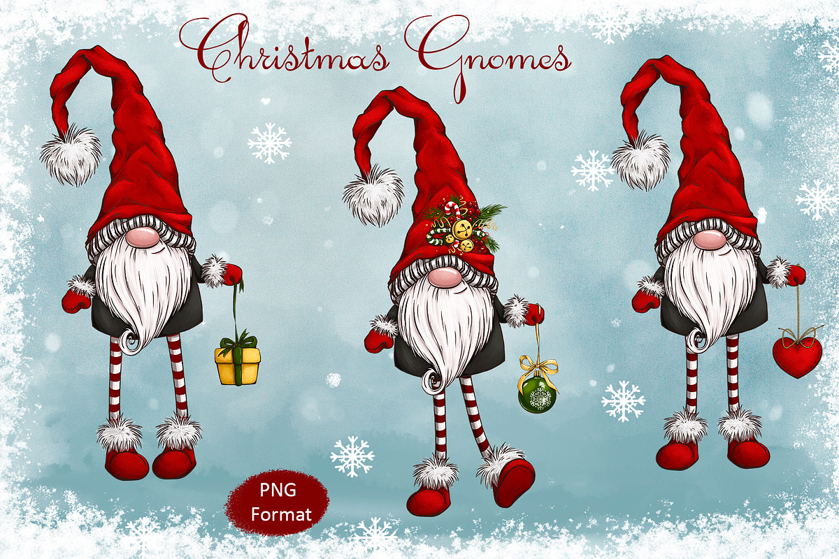 Christmas gnomes. Digital Cliparts, a Decorative Illustration by Maycat_store (Photo 2 of 9)