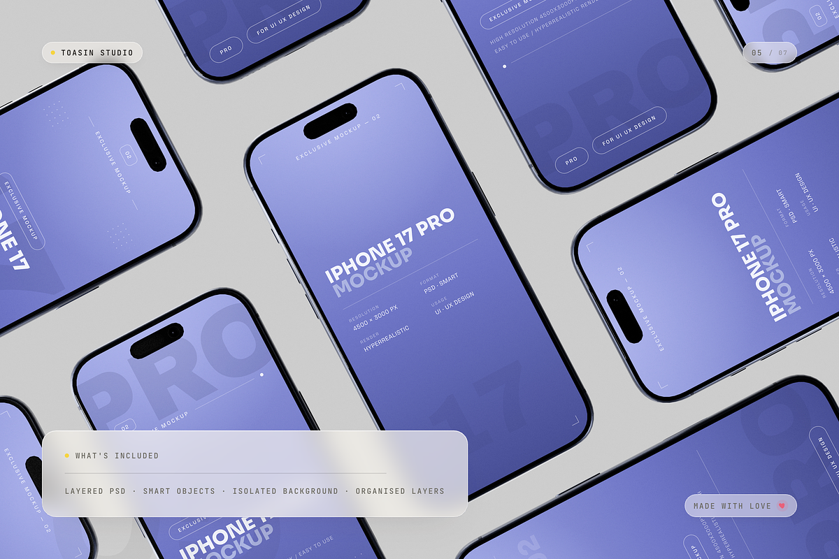 iPhone 17 Pro Mockup, an iPhone Mockup by Toasin Studio (Photo 5 of 7)