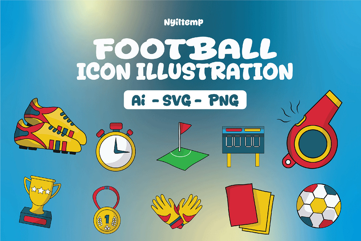 Football Icon Illustration, a Solid Icon by nyilstudio