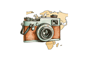 Retro Travel Camera Clipart  Bundle, an Object Graphic by Regulrcrative (Thumbnail 6 of 7)
