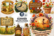 Summer Wildflower & Meadows Cliparts, a Seasonal Illustration by ThatsDesignArt (Thumbnail 1 of 10)