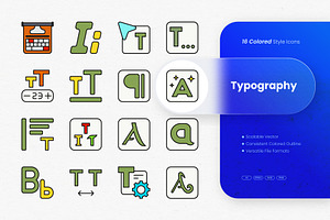 Typography Colored Icons, an Outline Icon by cidcud_graphic