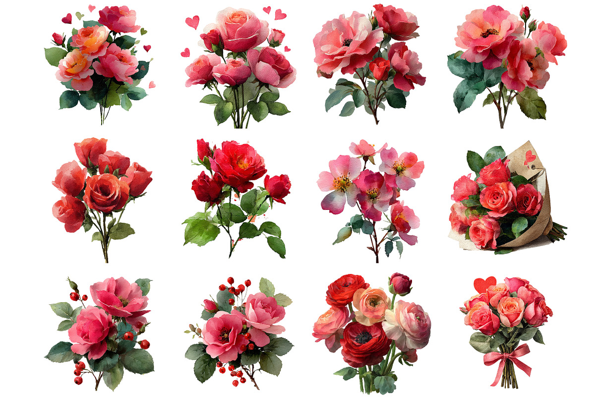 Valentines Rose Bouquets Sublimation, an Illustration by DreamArtGraphic (Photo 4 of 4)