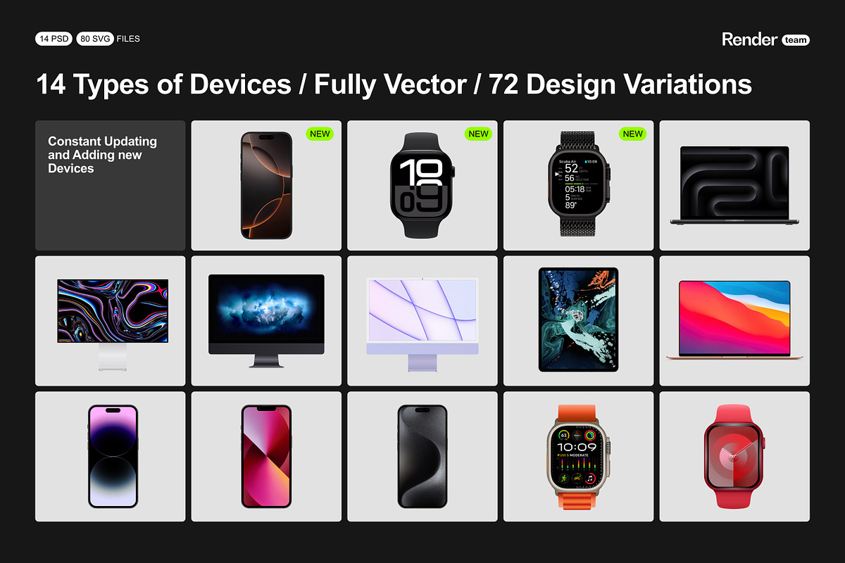 Apple Devices Mockup Bundle, an iPhone Mockup by Renderteam (Photo 2 of 20)