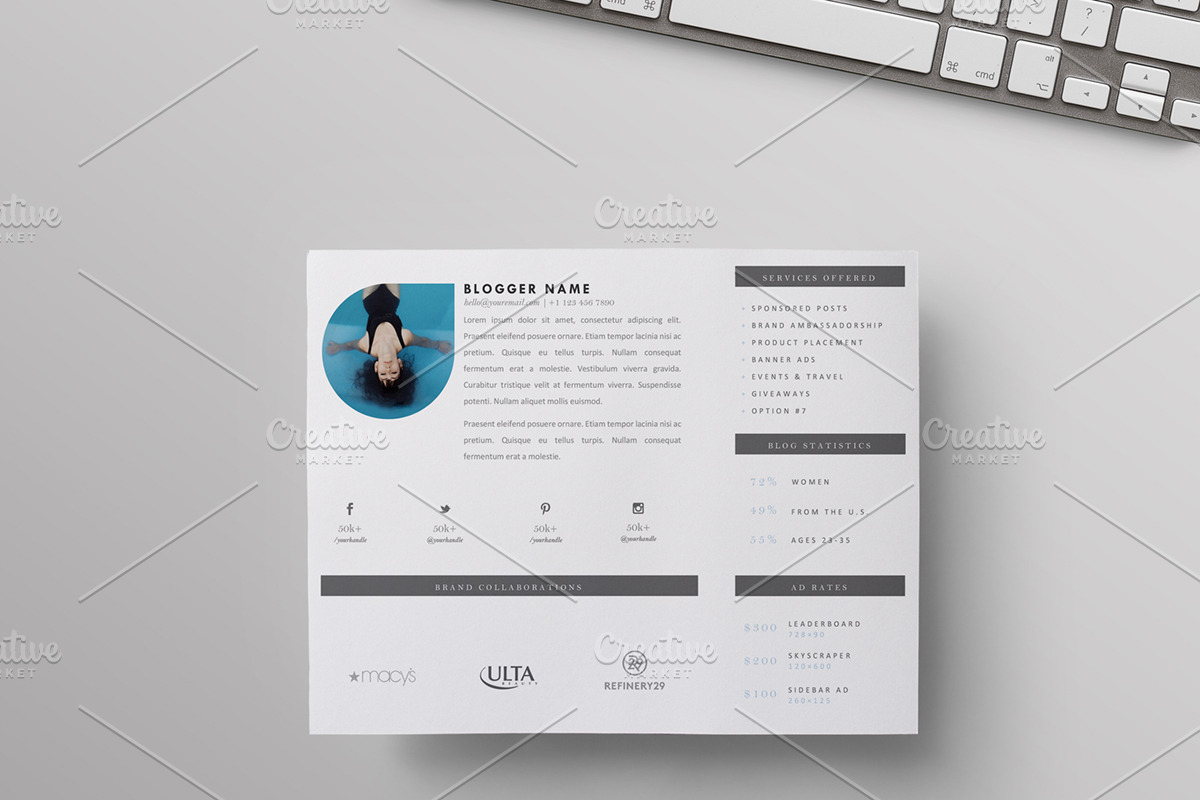 Two-Page Media Kit Template, a Resume Template by Blogger Kit Co. (Photo 3 of 7)