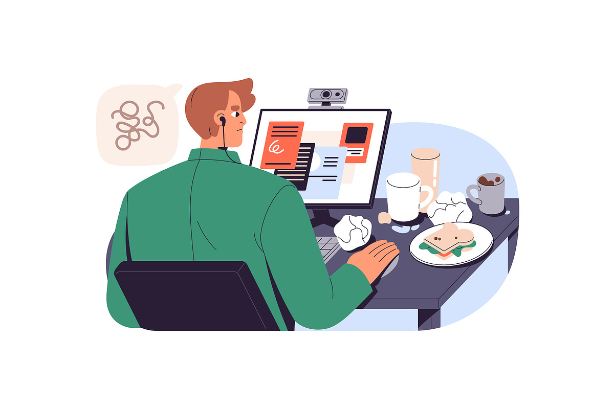People focused, concentrated at work, a Person Illustration by PaperTrident (Photo 13 of 13)