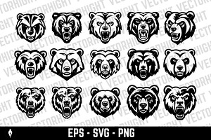 Angry bear head. Grizzly Bear Mascot, an Animal Illustration by Vectorhight