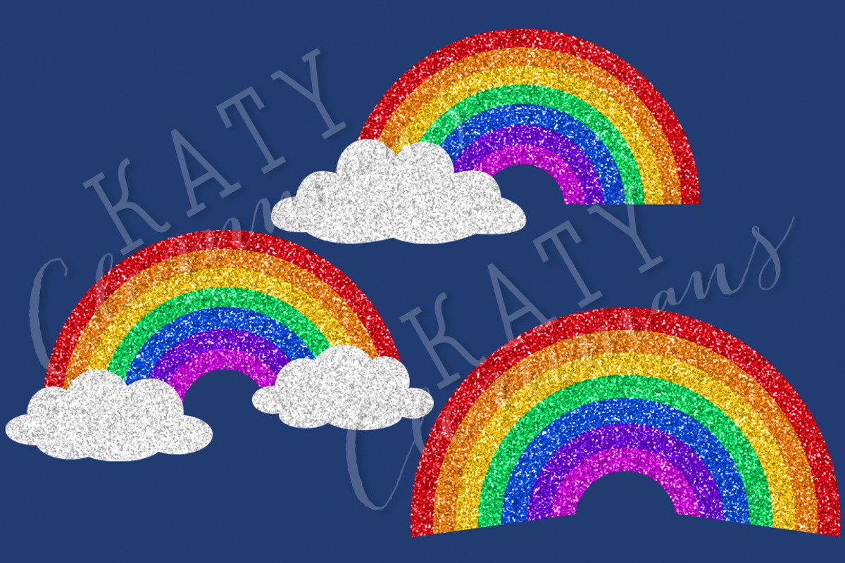 Glitter Rainbows clip art & papers, a Texture Illustration by Katy Clemmans (Photo 2 of 5)