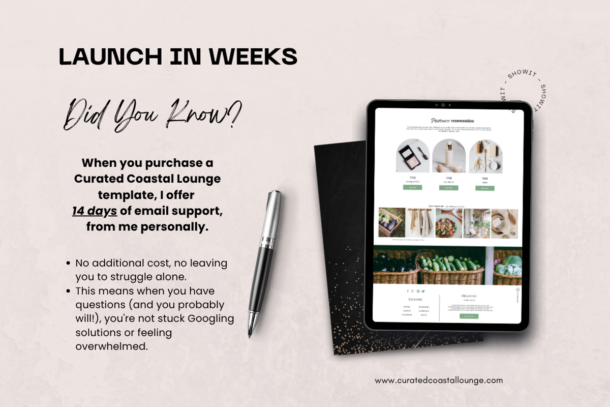 Ashley Showit Template for Bloggers & Coaches | Curated Coastal Lounge preview 6