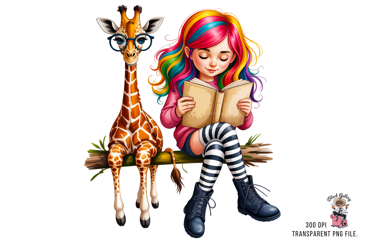 Colorful Hair Girl PNG Bundle, a Graphic by Clipart Studio (Photo 3 of 11)