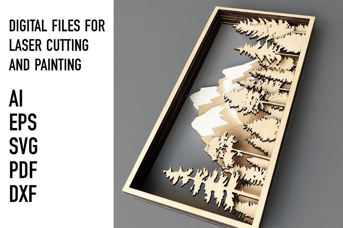 mountains and forest laser cut files, an Object Graphic by HelloWood (Photo 4 of 4)