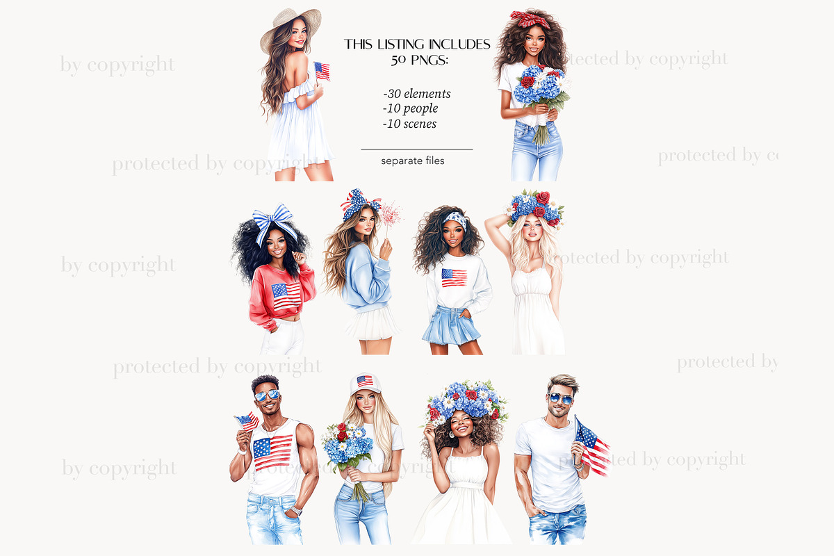 4th of July Clipart Patriotic Images, a Person Illustration by GlamArtZhanna (Photo 4 of 8)