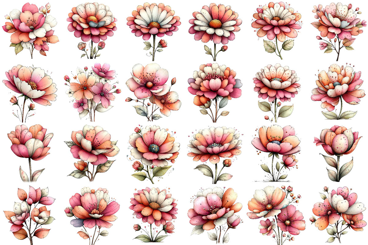 Whimsical Flowers Spring Clipart Bun, an Illustration by DreamPrint404 (Photo 2 of 6)