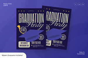 Modern Graduation Invitation, a Flyer Template by Annora Studio