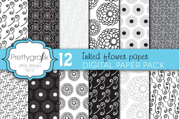 wedding floral digital paper, commer preview 2