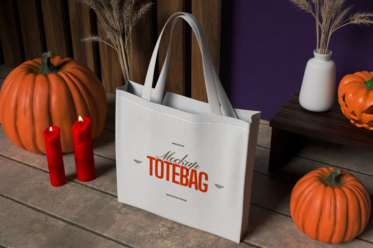 Halloween Tote Bag Mockup, a Product Mockup by graphicook (Photo 4 of 4)