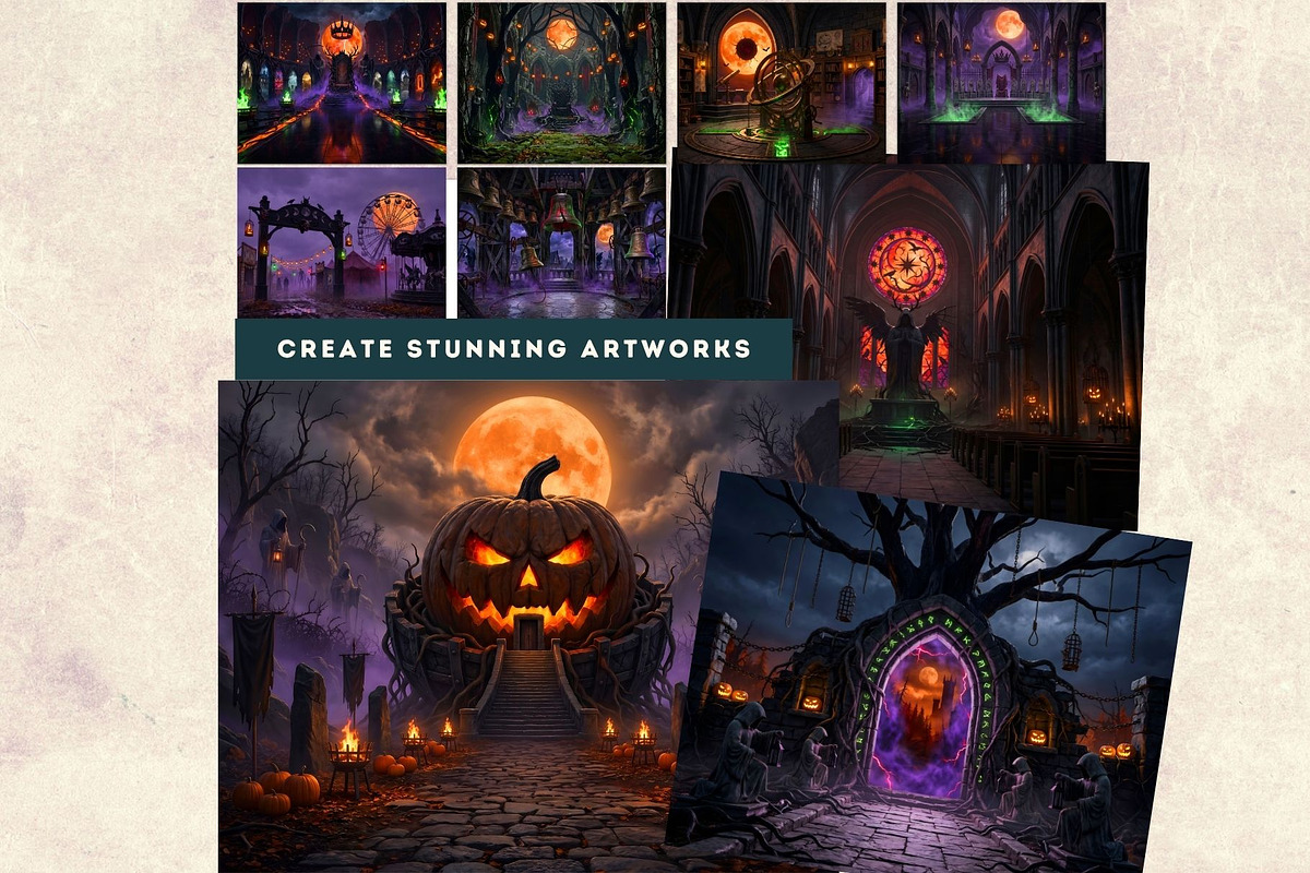 100 Halloween RPG Backdrops, a Seasonal Illustration by ThatsDesignArt (Photo 15 of 19)