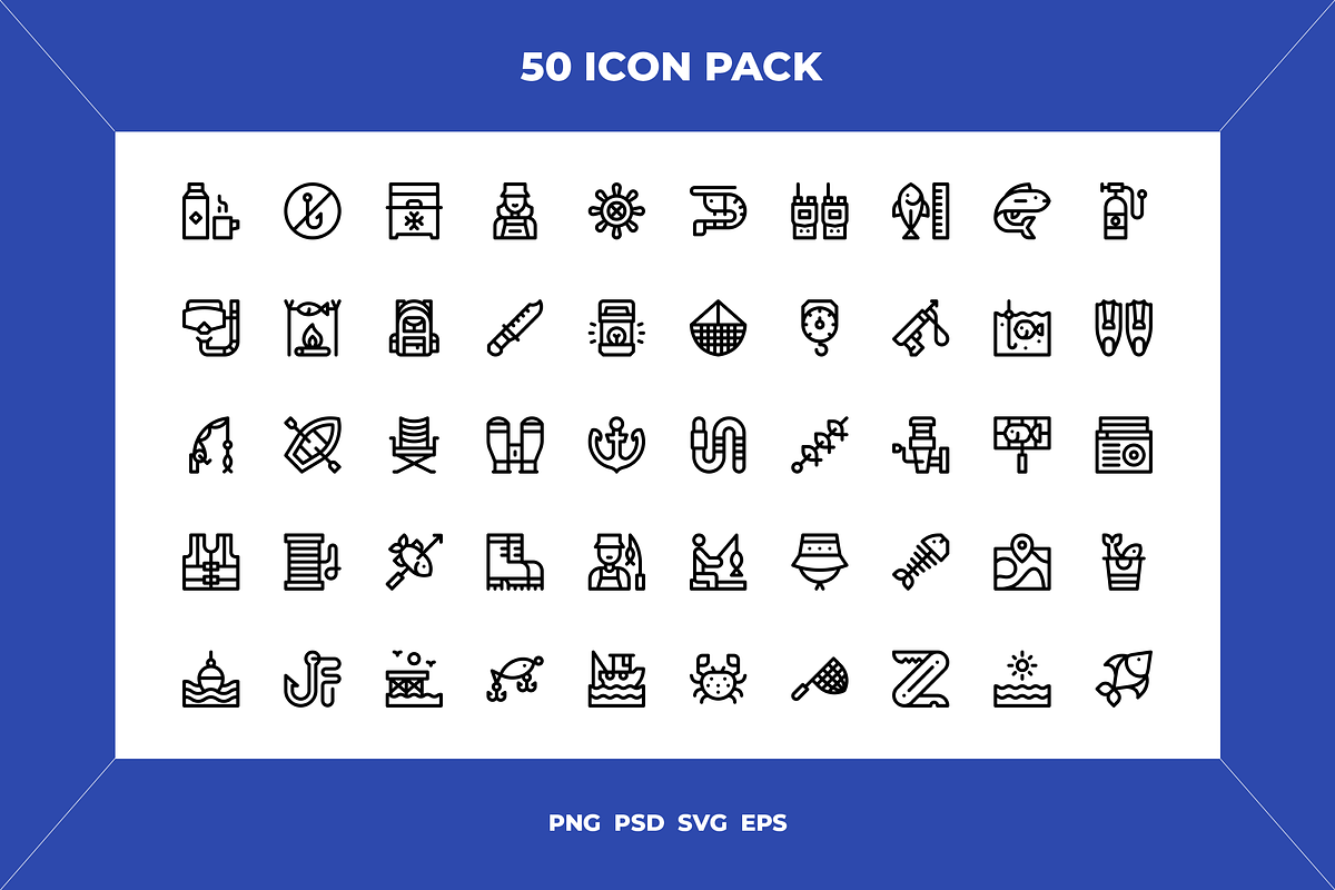 Fishing icons, an Outline Icon by Wencory (Photo 1 of 2)