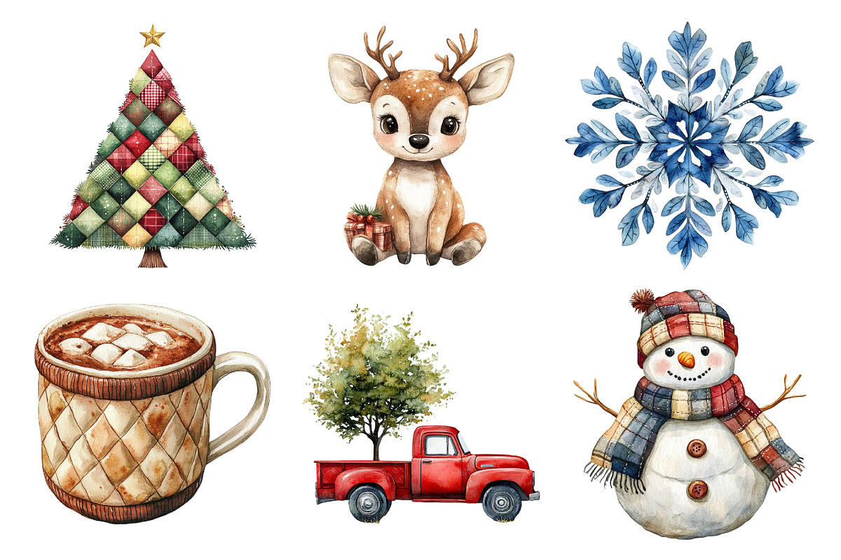 Quilted Christmas Clipart, an Illustration by Daily.Designs (Photo 2 of 5)