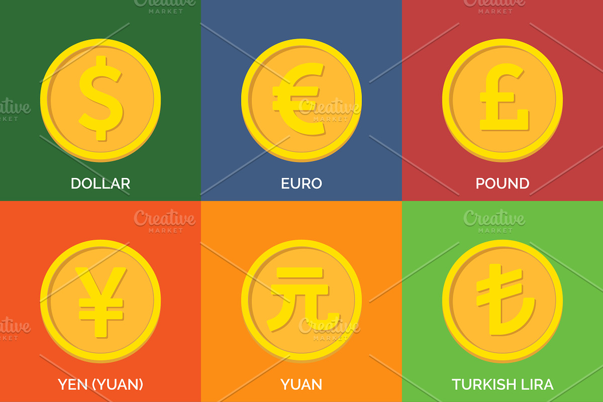 Currency Icons. Flat Golden Coins, an Icon by sibgat (Photo 1 of 3)