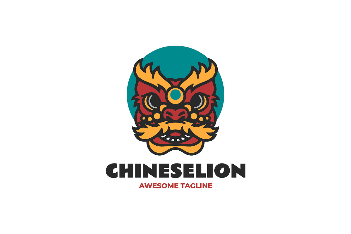 Chinese Lion Mascot Cartoon Logo, a Branding & Logo Template by Artnivora.Std