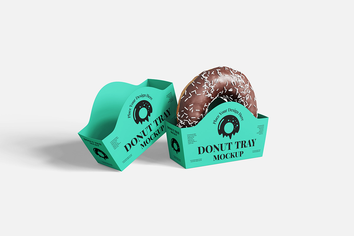 Donut Tray Mockup Set, an Advertising Mockup by Indah (Photo 2 of 6)